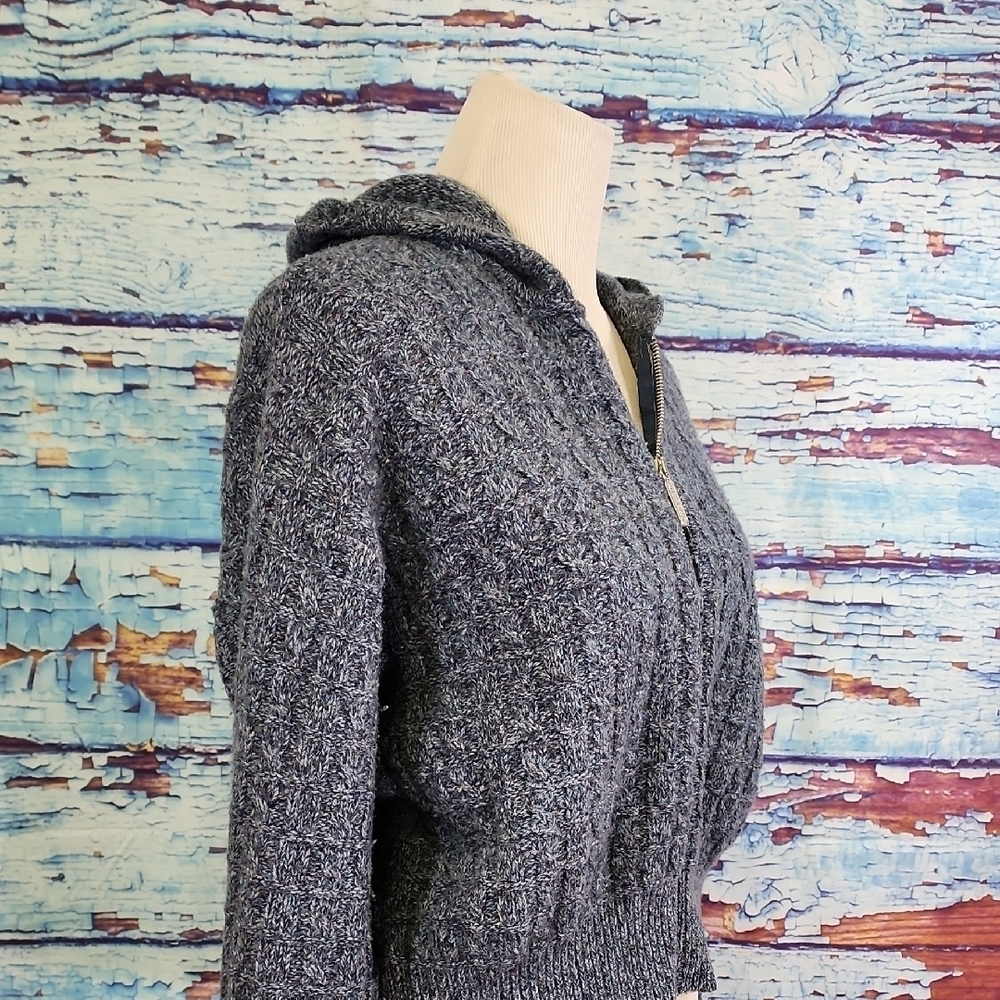 VTG OILILY WOOL Gray Zip-Up Hoodie SIZE XS - Picture 2 of 7